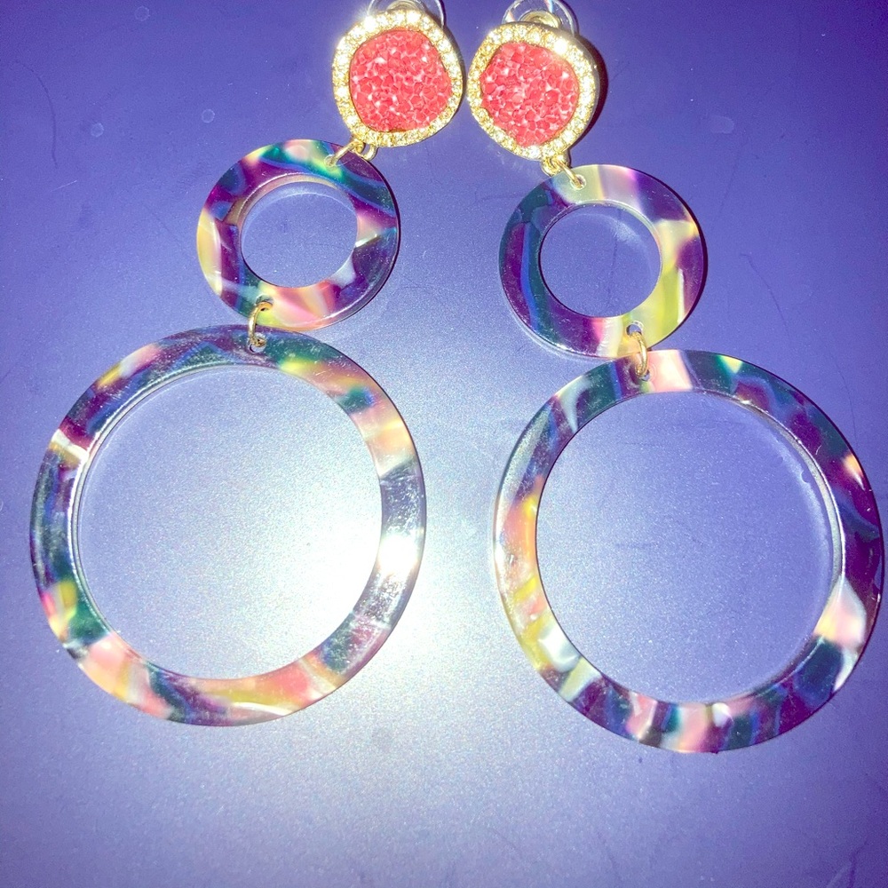 Tortoise shell acrylic druzy earrings